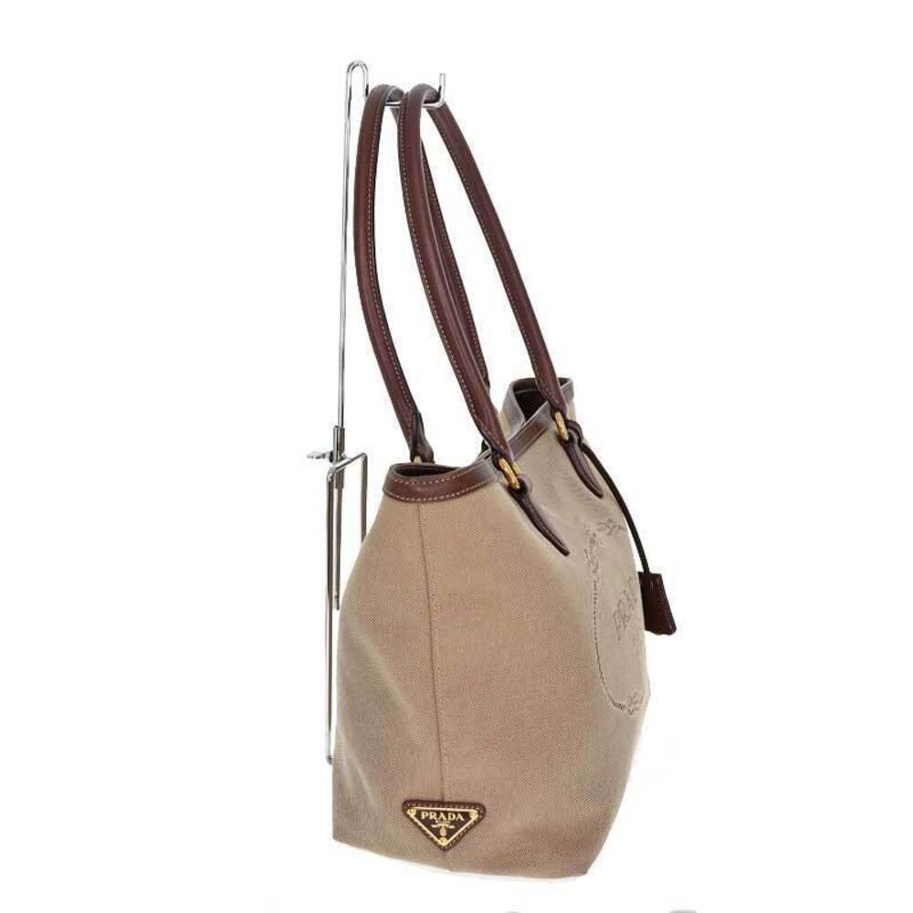 Prada BRUCIA Logo Tote Khaki Jacquard Bag Green Brown CORDA